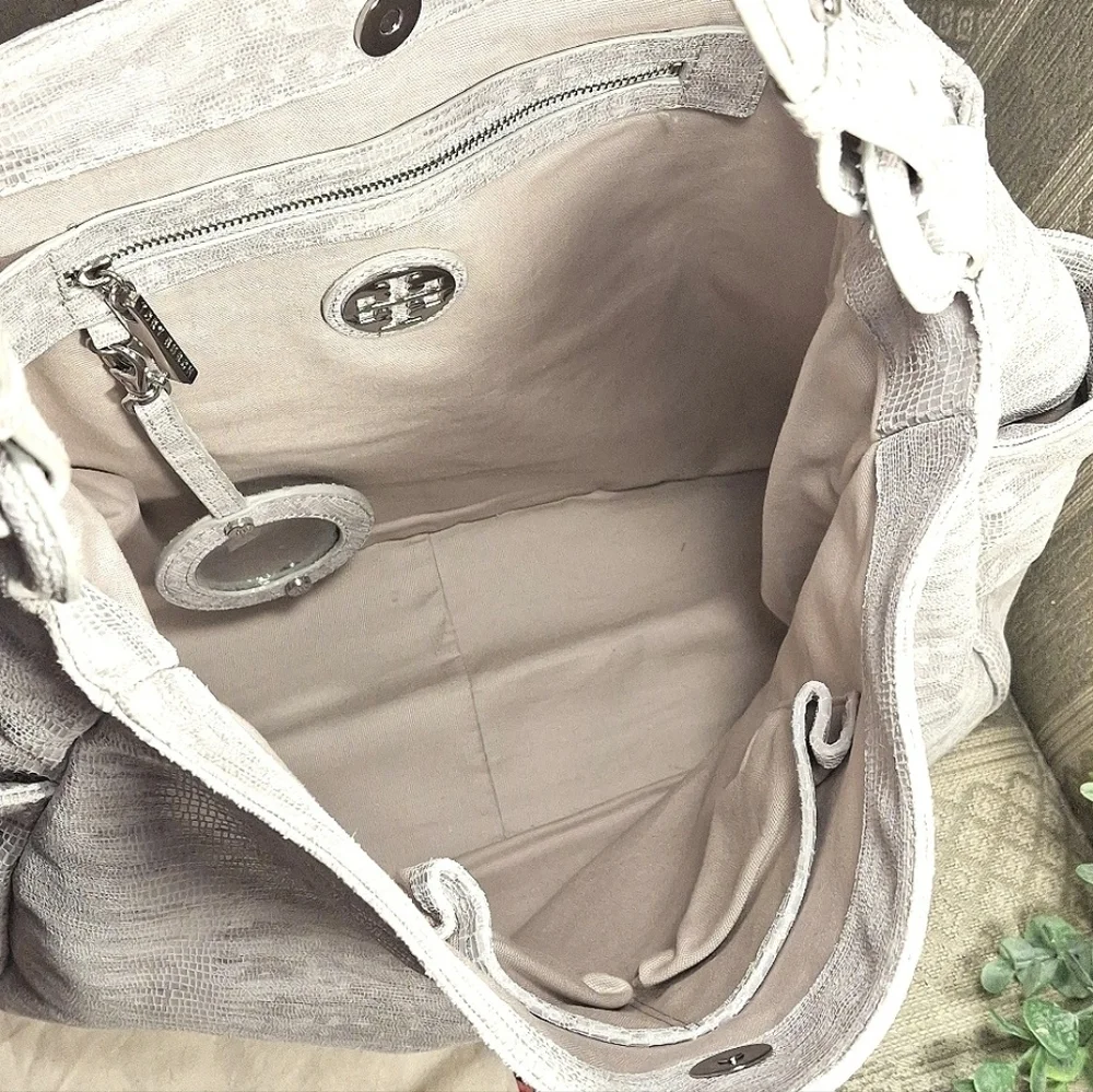 Tory Burch Vintage Lizard Leather Embossed Hobo Bag